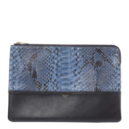 Celine Python Lambskin Solo Clutch Pouch Slate Black 1 of 7
