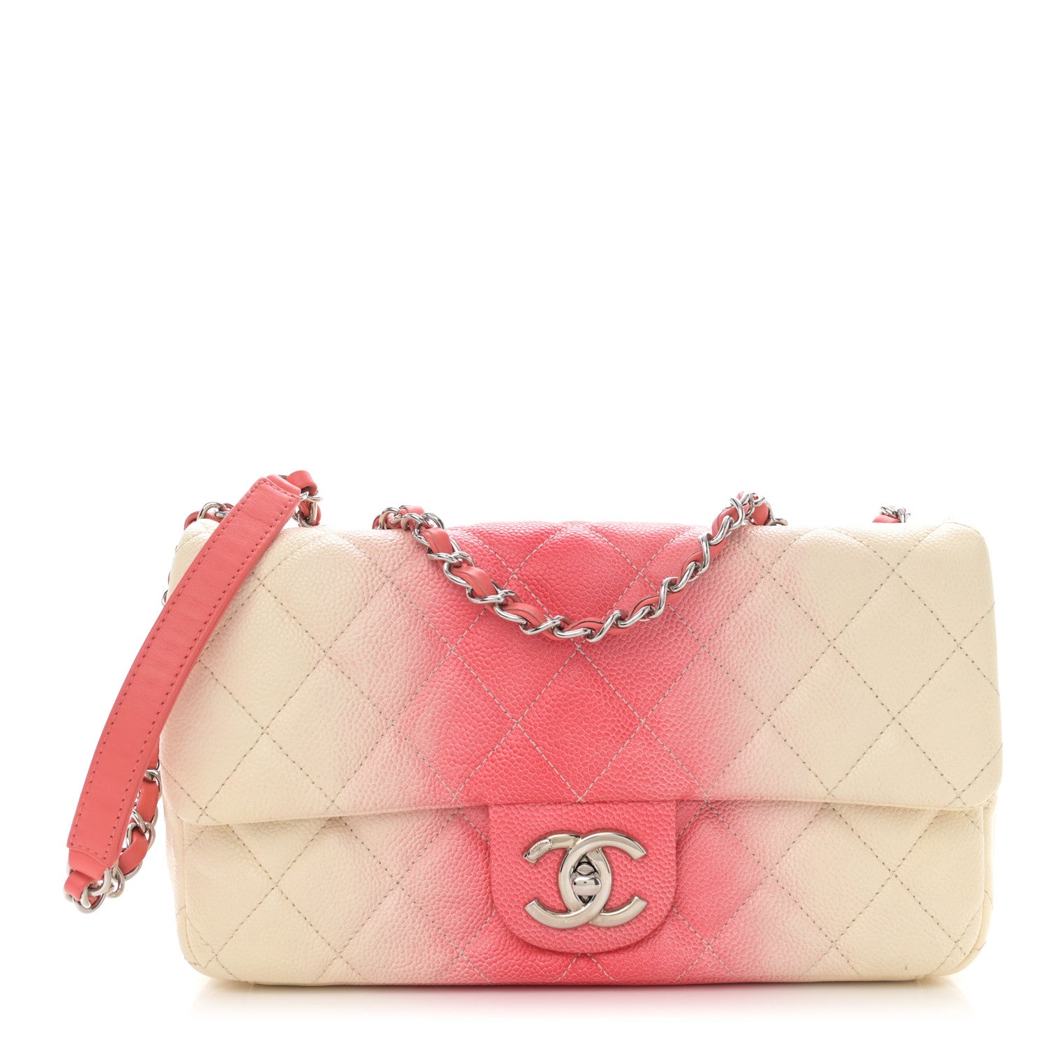 Chanel Caviar Quilted Ombre Medium Single Flap White Rose Pink 1 of 11