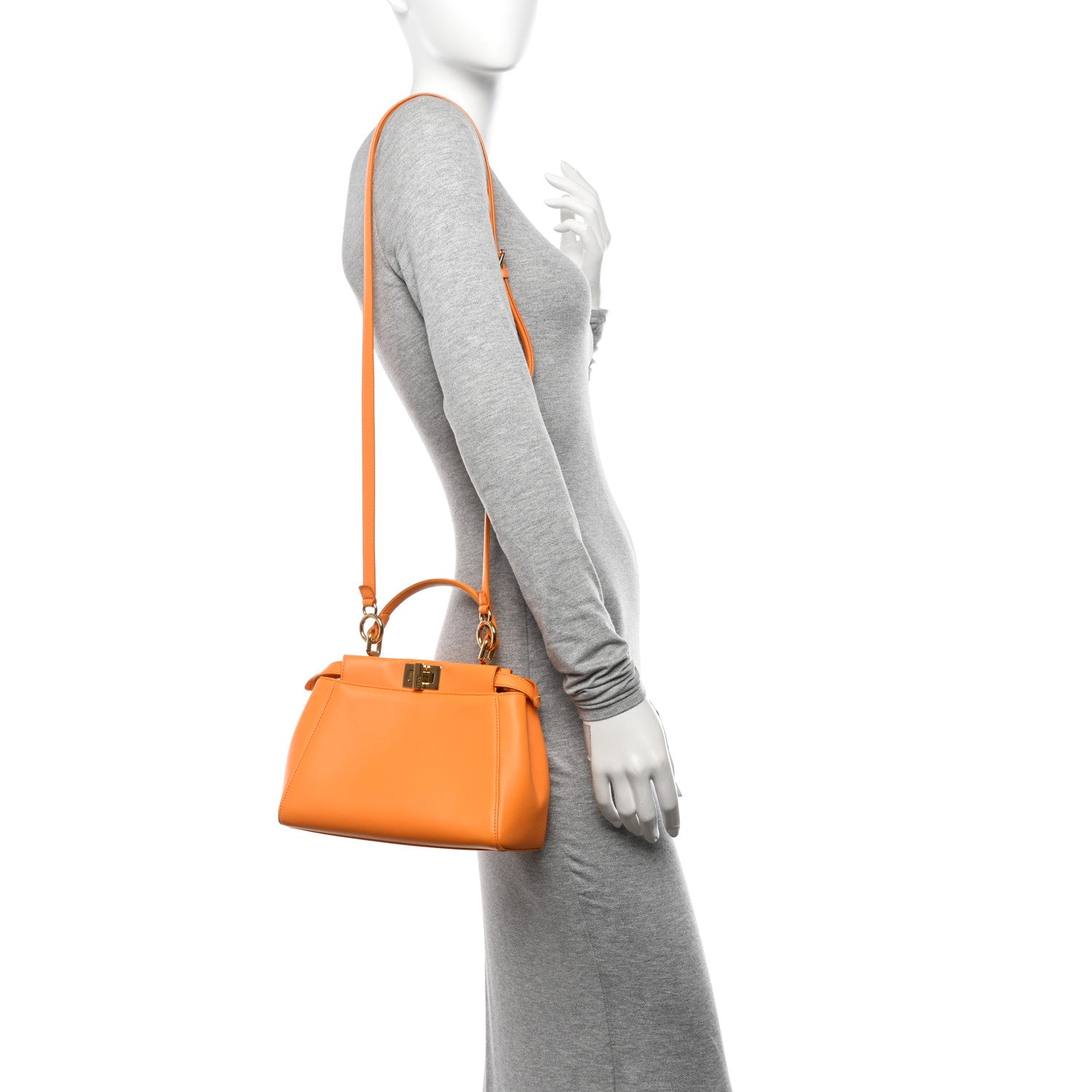 Fendi Nappa Mini Peekaboo Iconic Satchel Giallo Syrup 2 of 18