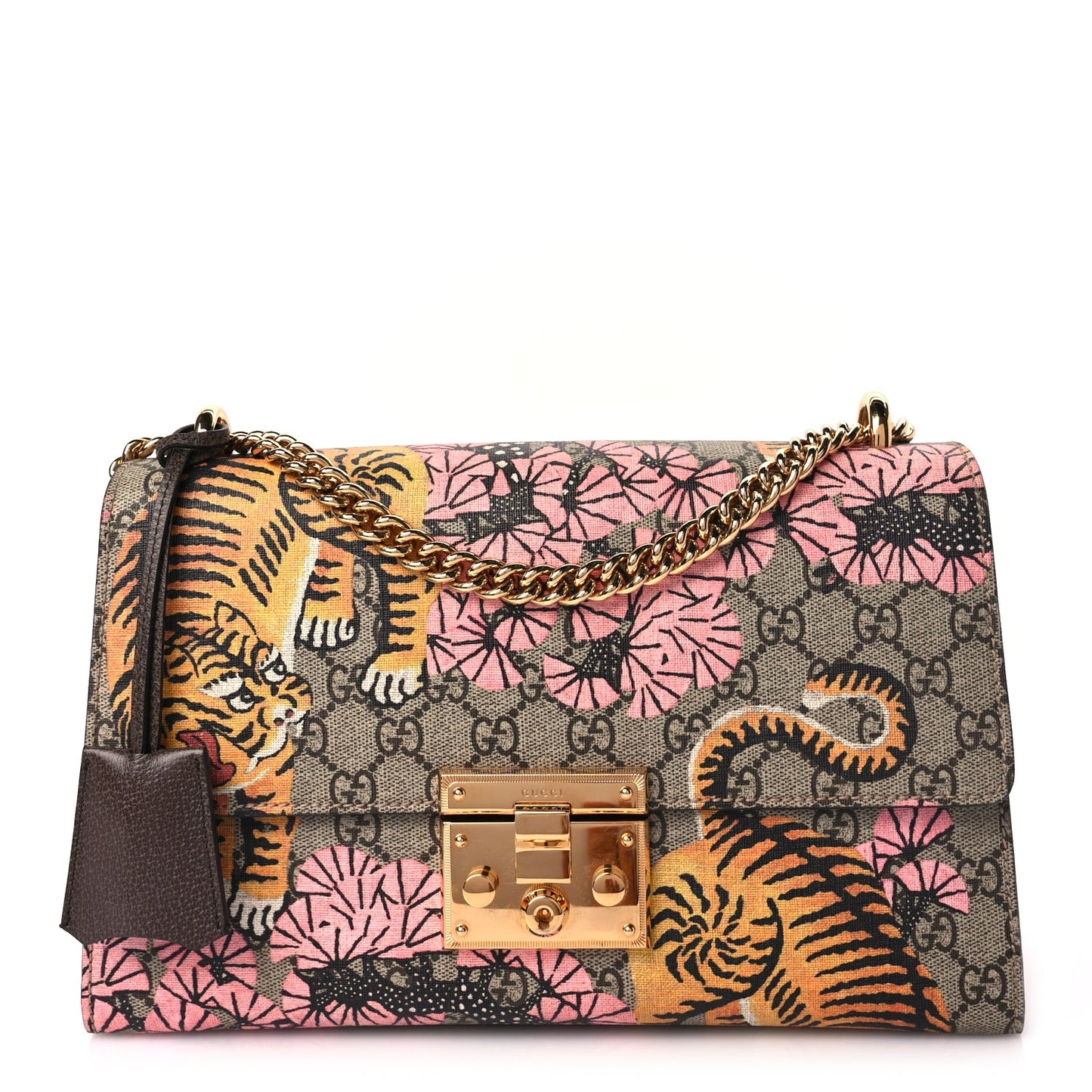 GG Supreme Monogram Bengal Medium Padlock Shoulder Bag Beige Pink