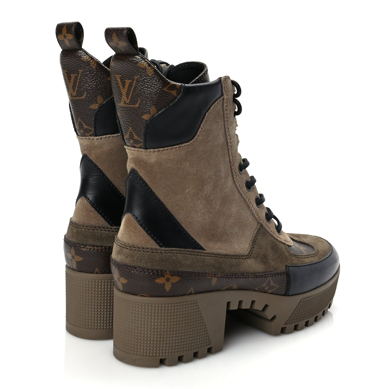 Louis Vuitton Suede Calfskin Monogram Laureate Platform Desert Boots 36.5 Taupe 4 of 7