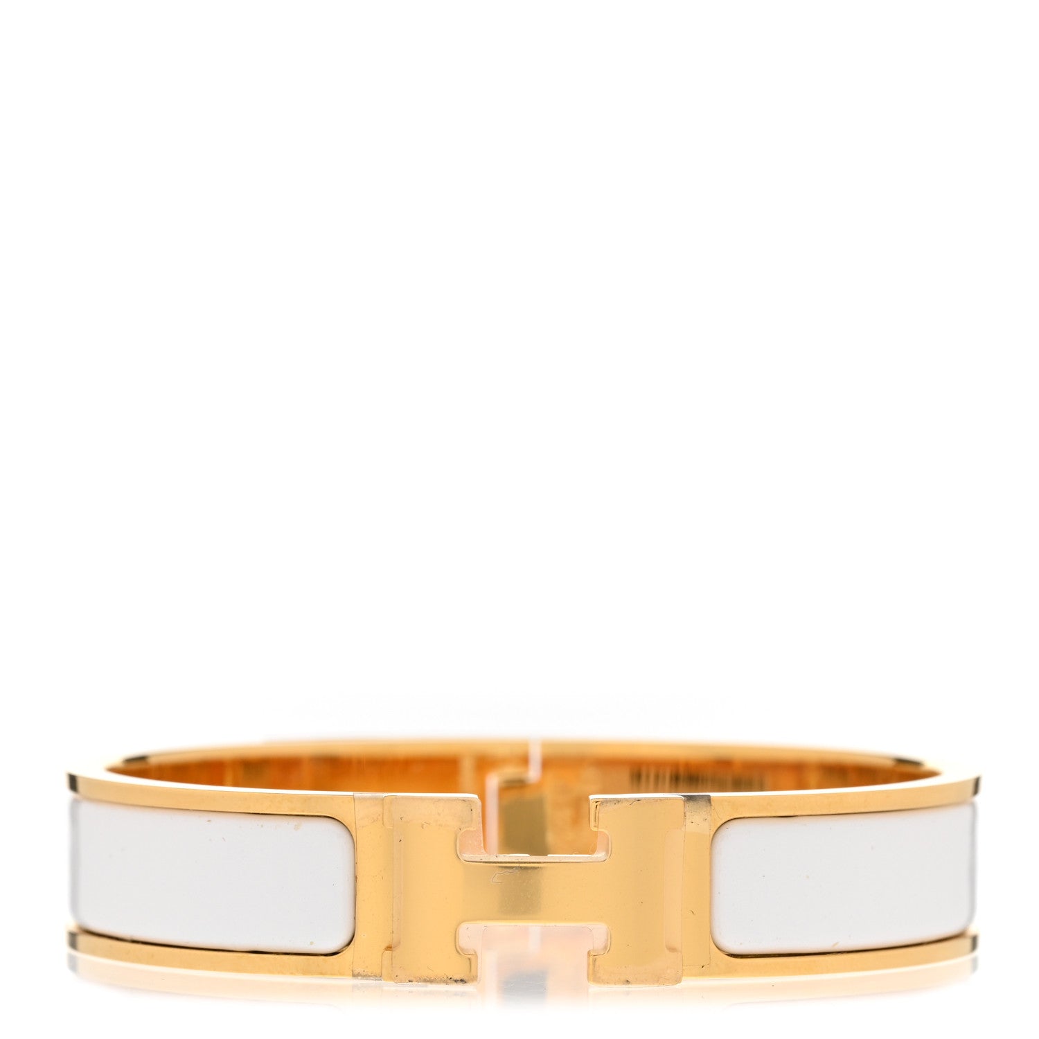 Hermes Enamel Narrow Clic Clac H Bracelet PM White 1 of 5