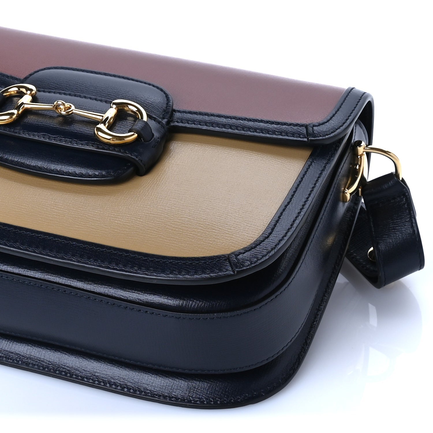 Gucci Azalea Calfskin Tri-Color Horsebit 1955 Shoulder Bag New Cherry Red Sun Oil Blue 8 of 8