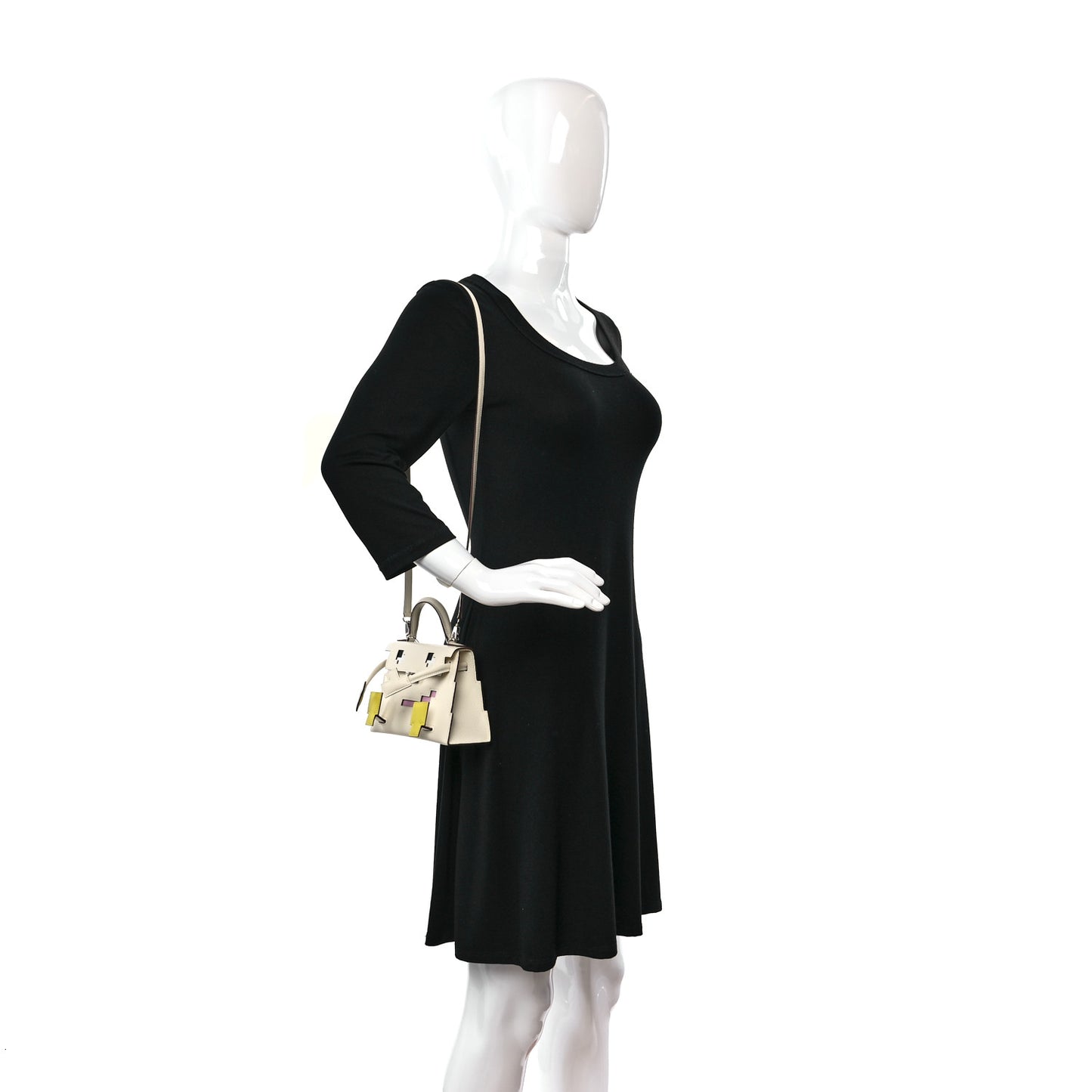 Epsom Quelle Idole Picto Kelly Doll Handbag Nata Mauve Sylvestre Lime Chai