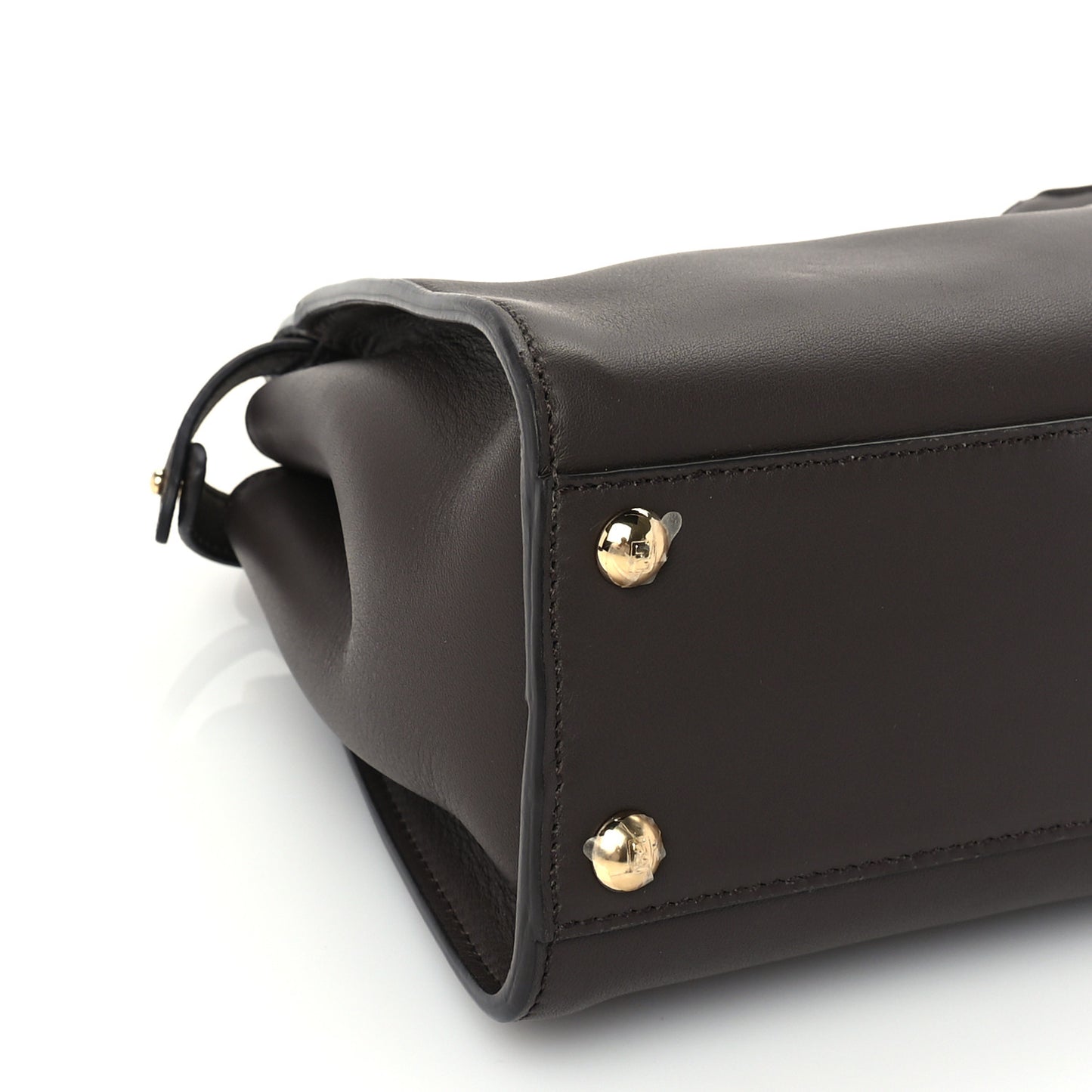 Vitello Seta Suede FF Mini Peekaboo Iconic Satchel Chocolate Sigaro Marrone