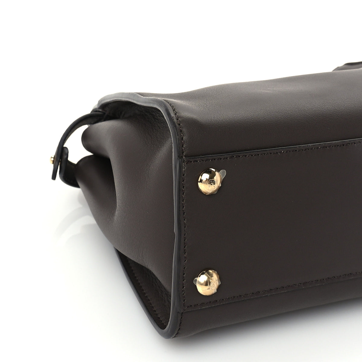 Fendi Vitello Seta Suede FF Mini Peekaboo Iconic Satchel Chocolate Sigaro Marrone 7 of 8