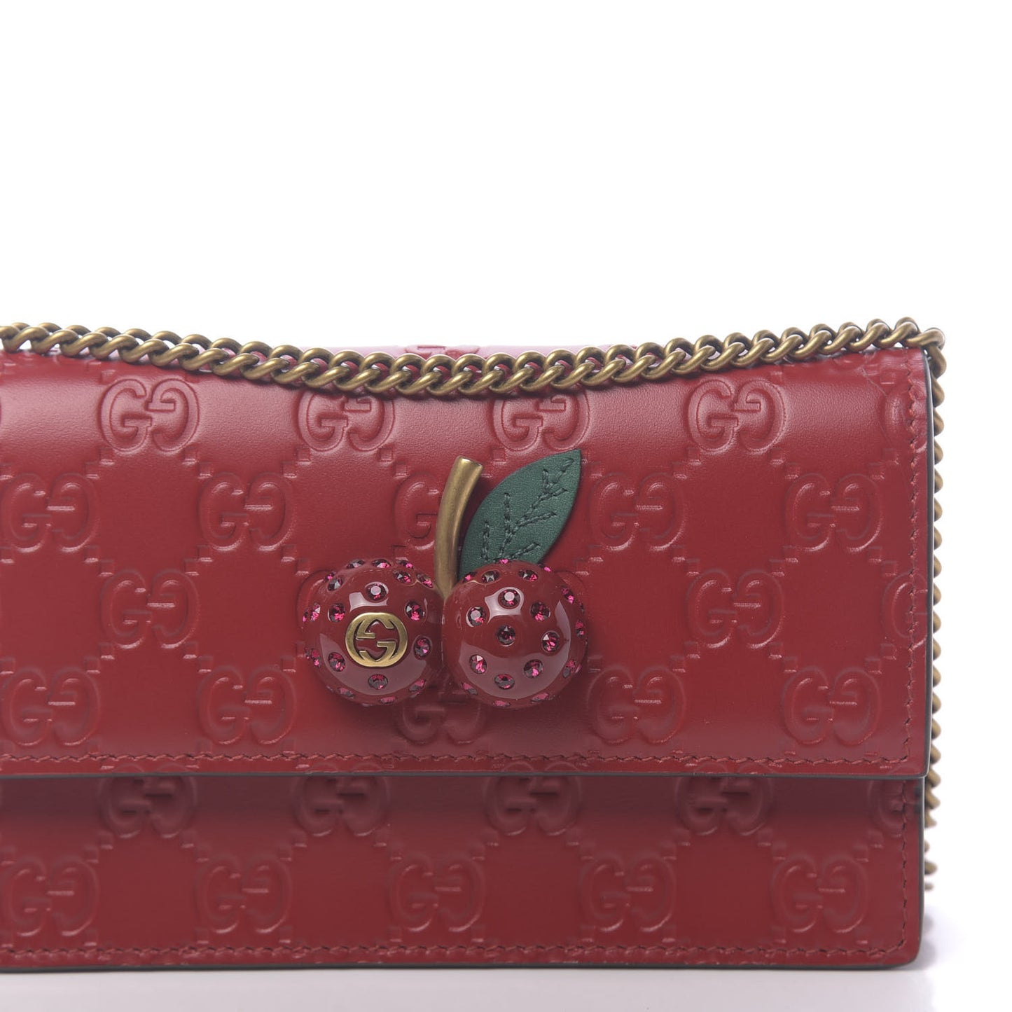 Guccissima Mini Cherry Chain Bag Hibiscus Red