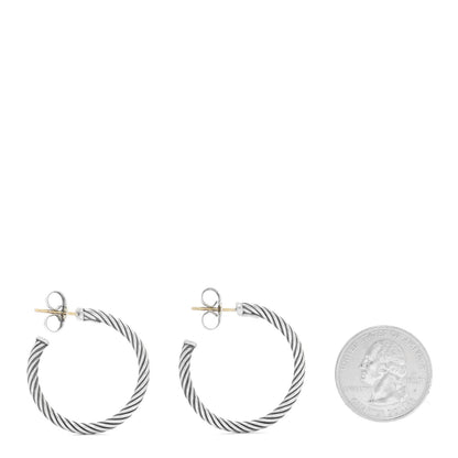 David Yurman Sterling Silver Small Cable Classics Hoop Earrings 2 of 7