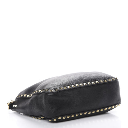 Valentino Garavani Pebbled Calfskin Small Rockstud Flip-Lock Messenger Bag Black 3 of 8