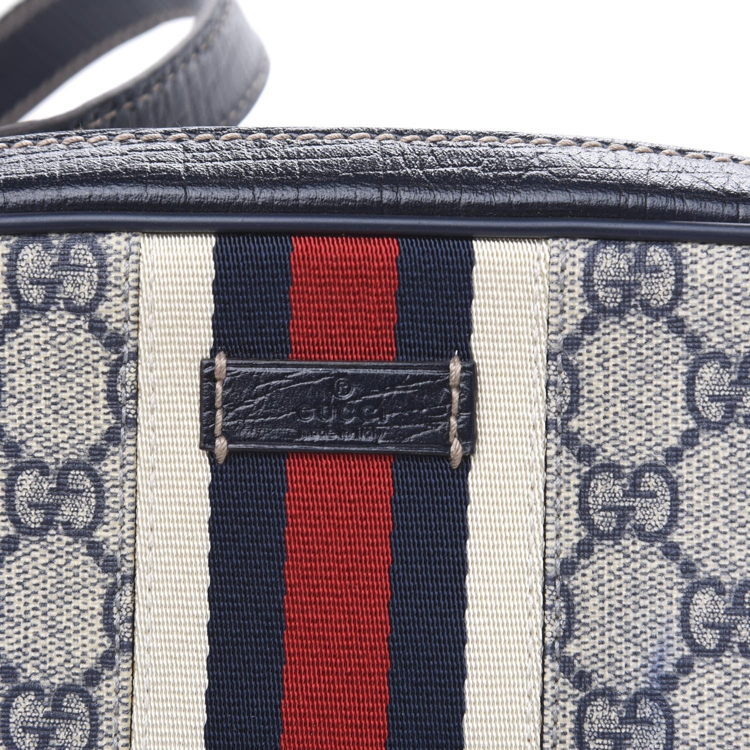 Gucci GG Supreme Monogram Web Small Shoulder Bag Navy 9 of 12