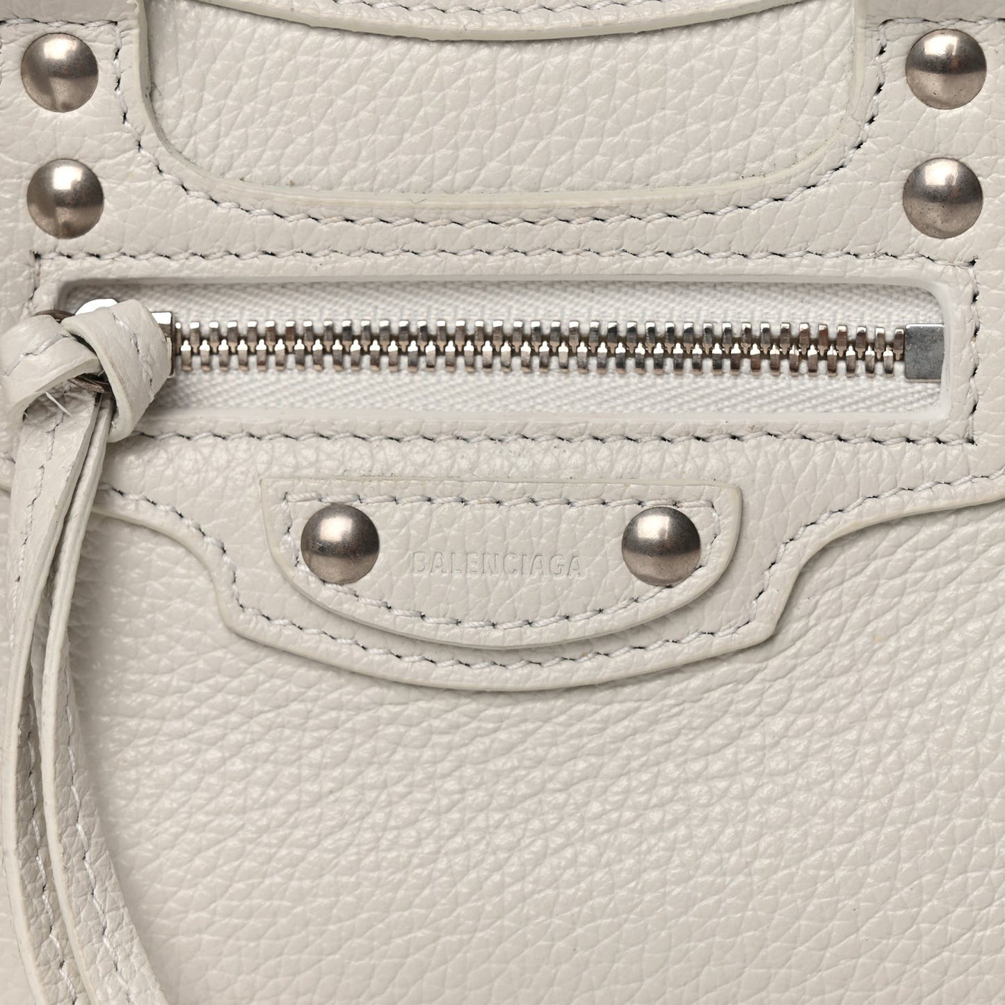 Grained Calfskin Neo Classic Silver Hardware Nano City Crossbody White