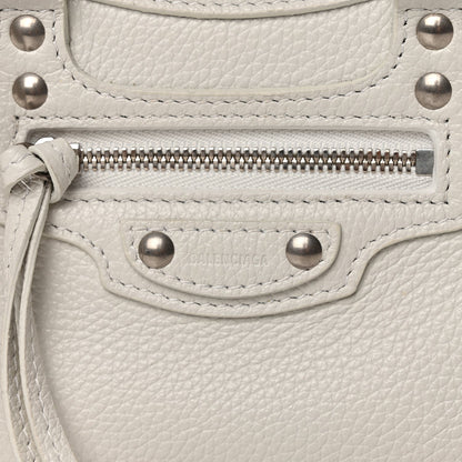 Balenciaga Grained Calfskin Neo Classic Silver Hardware Nano City Crossbody White 7 of 9