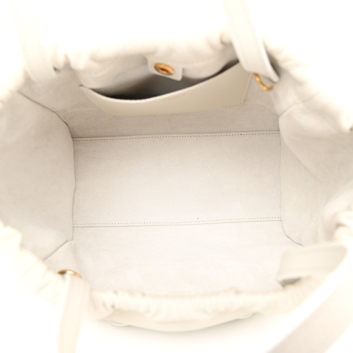 Celine Calfskin Cuir Small Triomphe Cabas Drawstring White 5 of 9