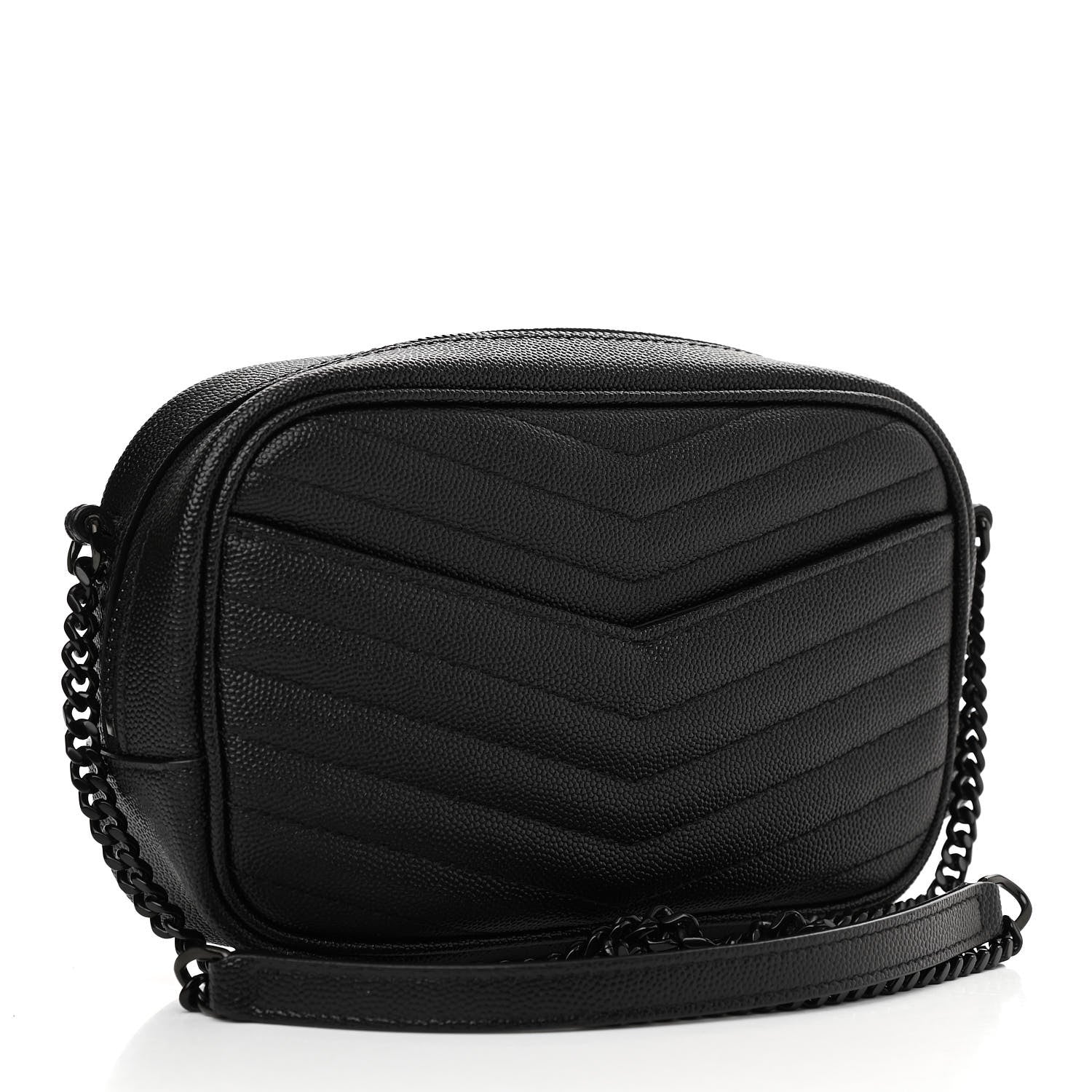 Saint Laurent Grain De Poudre Matelasse Monogram Mini Lou Camera Bag Black 2 of 10
