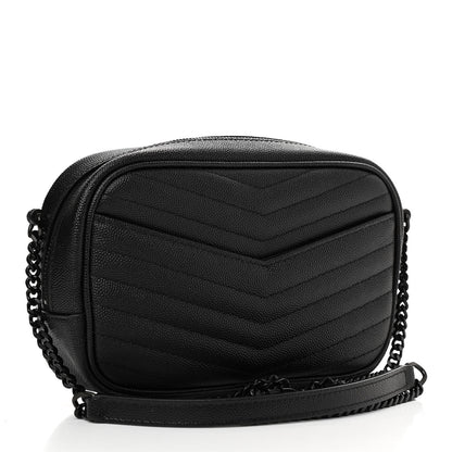 Saint Laurent Grain De Poudre Matelasse Monogram Mini Lou Camera Bag Black 2 of 10
