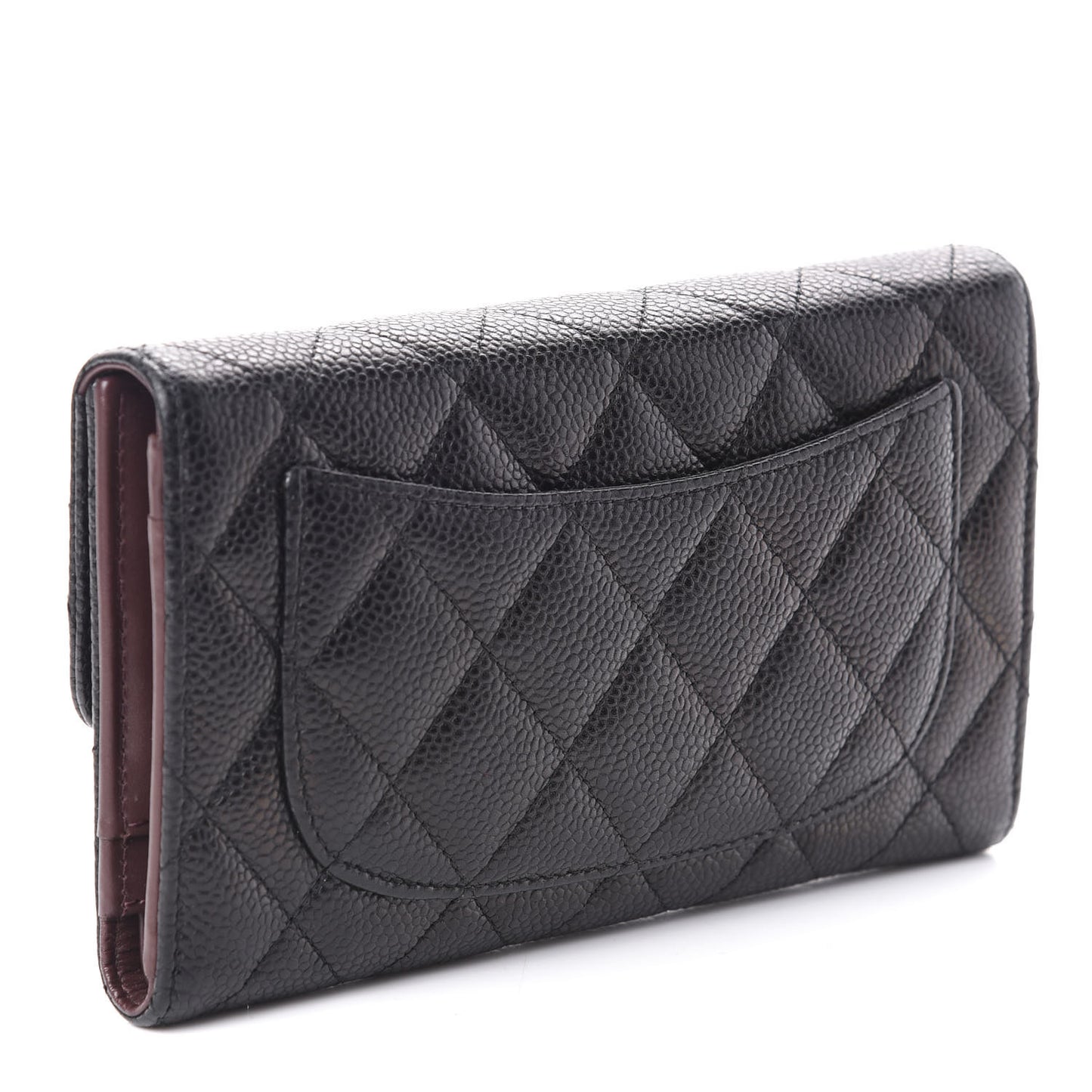 Caviar Quilted Large Flap Wallet Black
