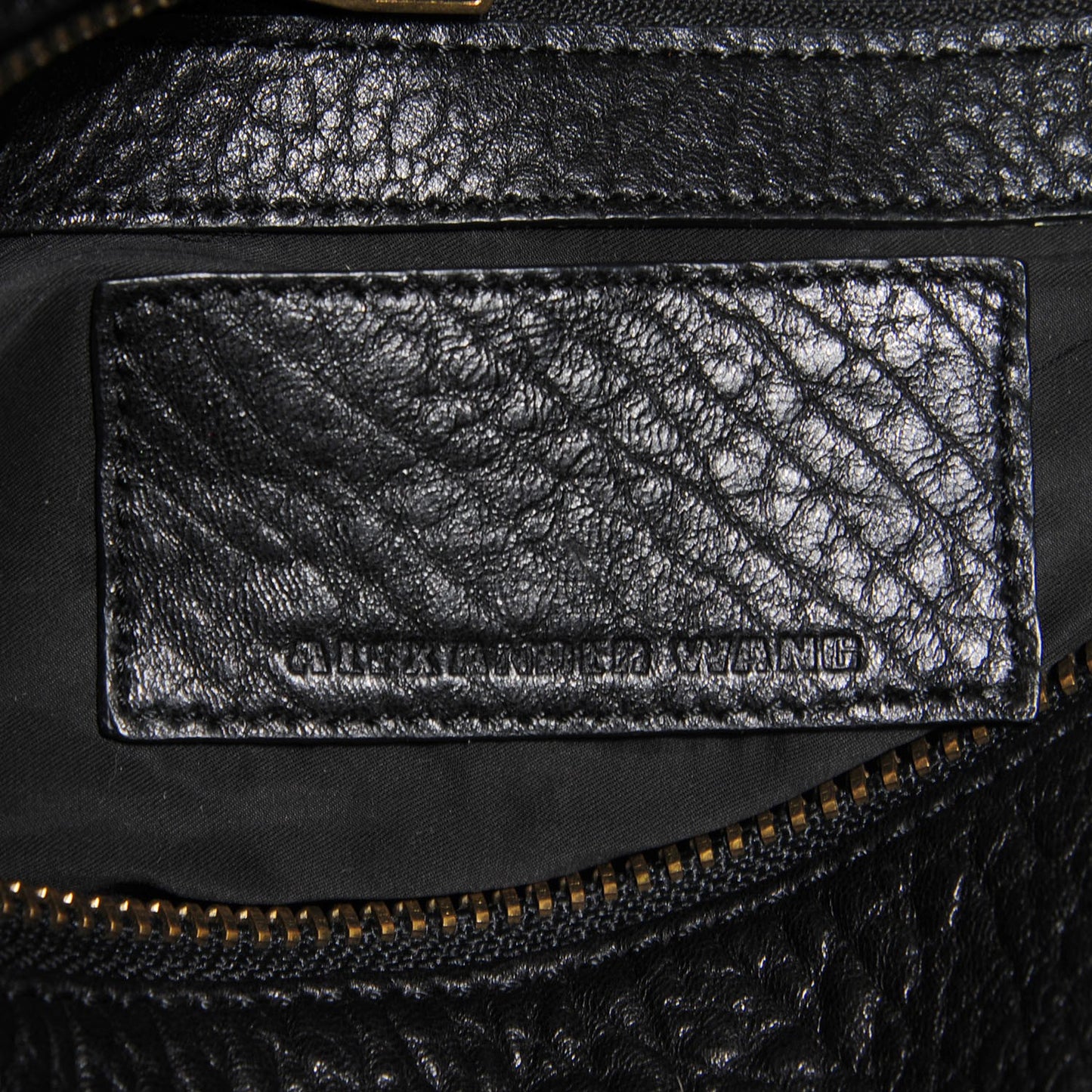 Pebbled Lambskin Rocco Black Antique Brass Hardware