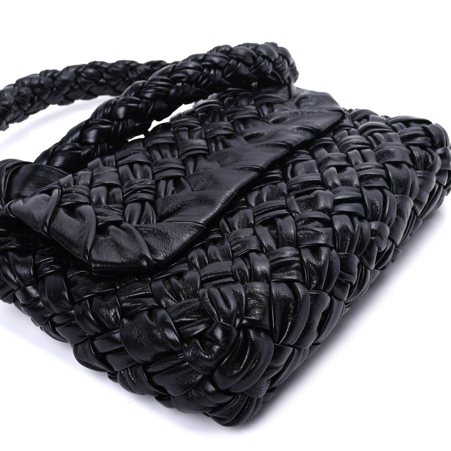 Calfskin Foulard Intreccio Kalimero Città Shoulder Bag Black