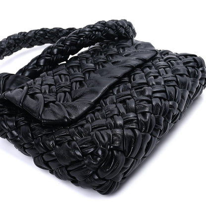 Bottega Veneta Calfskin Foulard Intreccio Kalimero Città Shoulder Bag Black 7 of 8