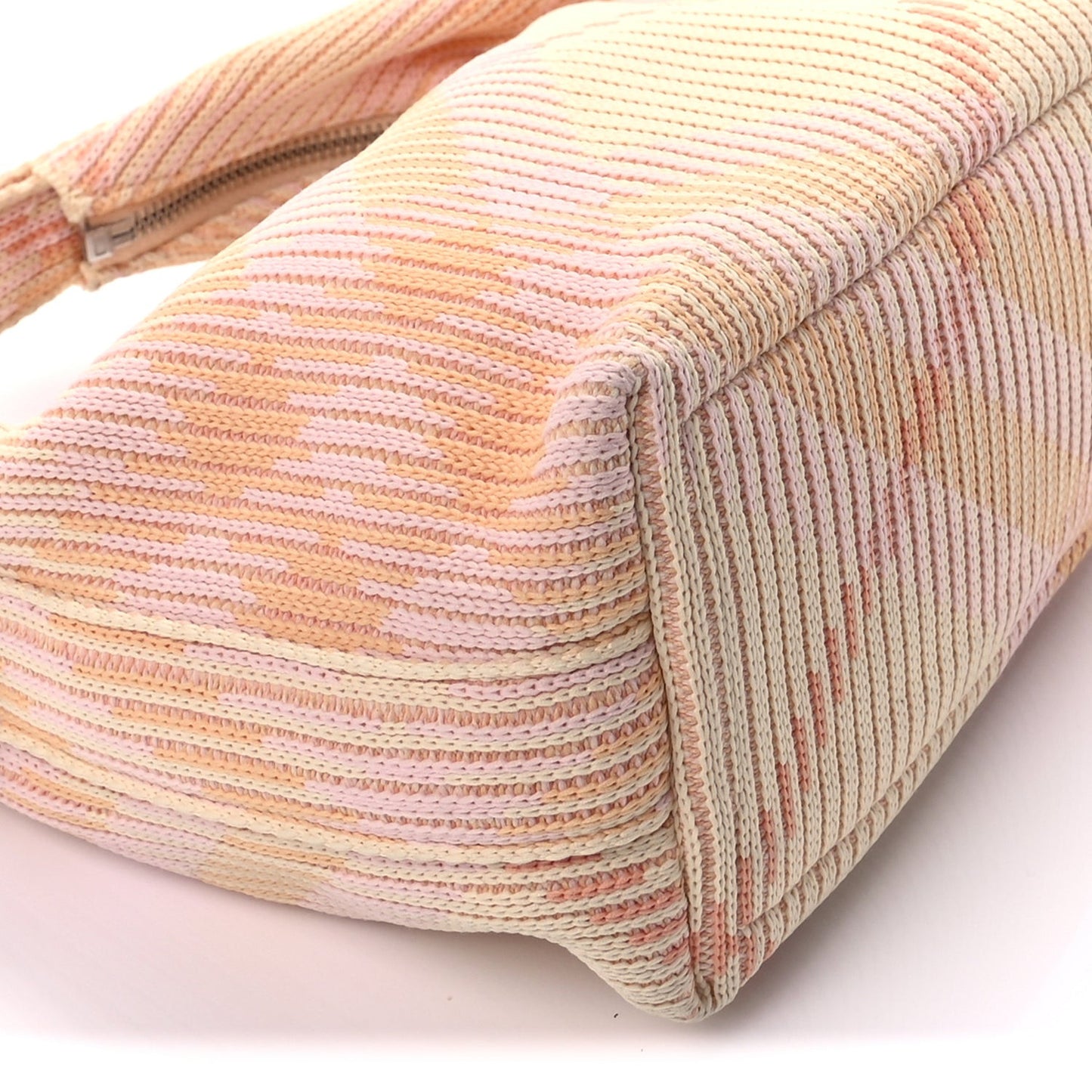 Canvas Knitted Check Mini Peg Duffle Bag Sherbert