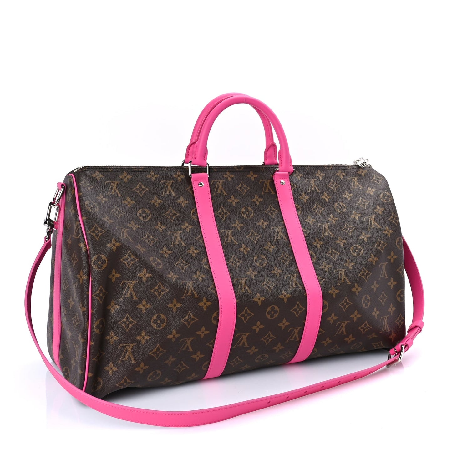 Monogram Macassar Keepall Bandouliere 50 Fuchsia