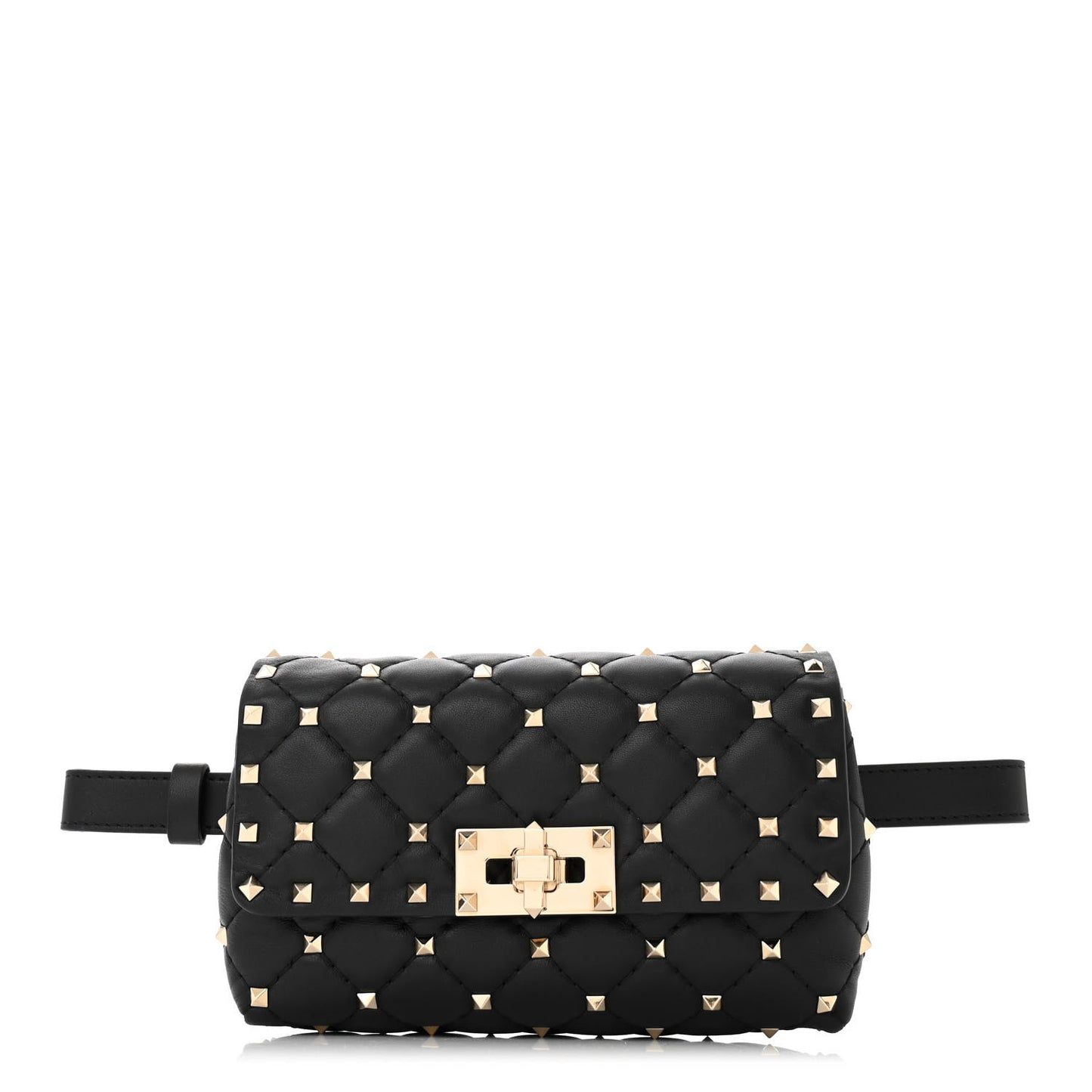 Lambskin Rockstud Spike Belt Bag 85 Black
