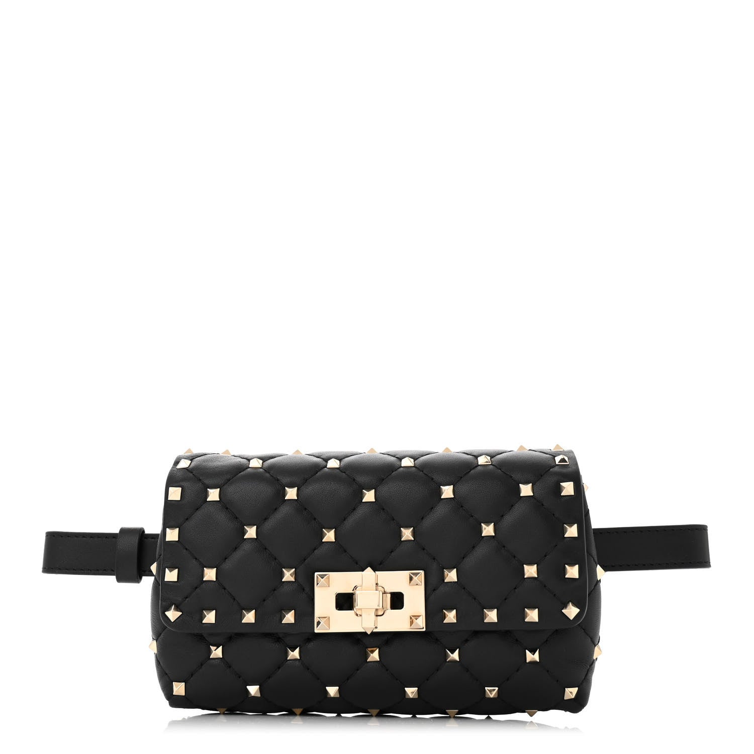 Valentino Garavani Lambskin Rockstud Spike Belt Bag 85 Black 1 of 10