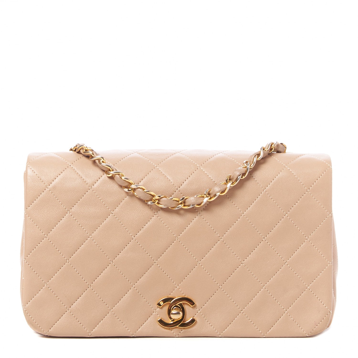 Chanel Lambskin Quilted Small Single Flap Beige 1 of 9