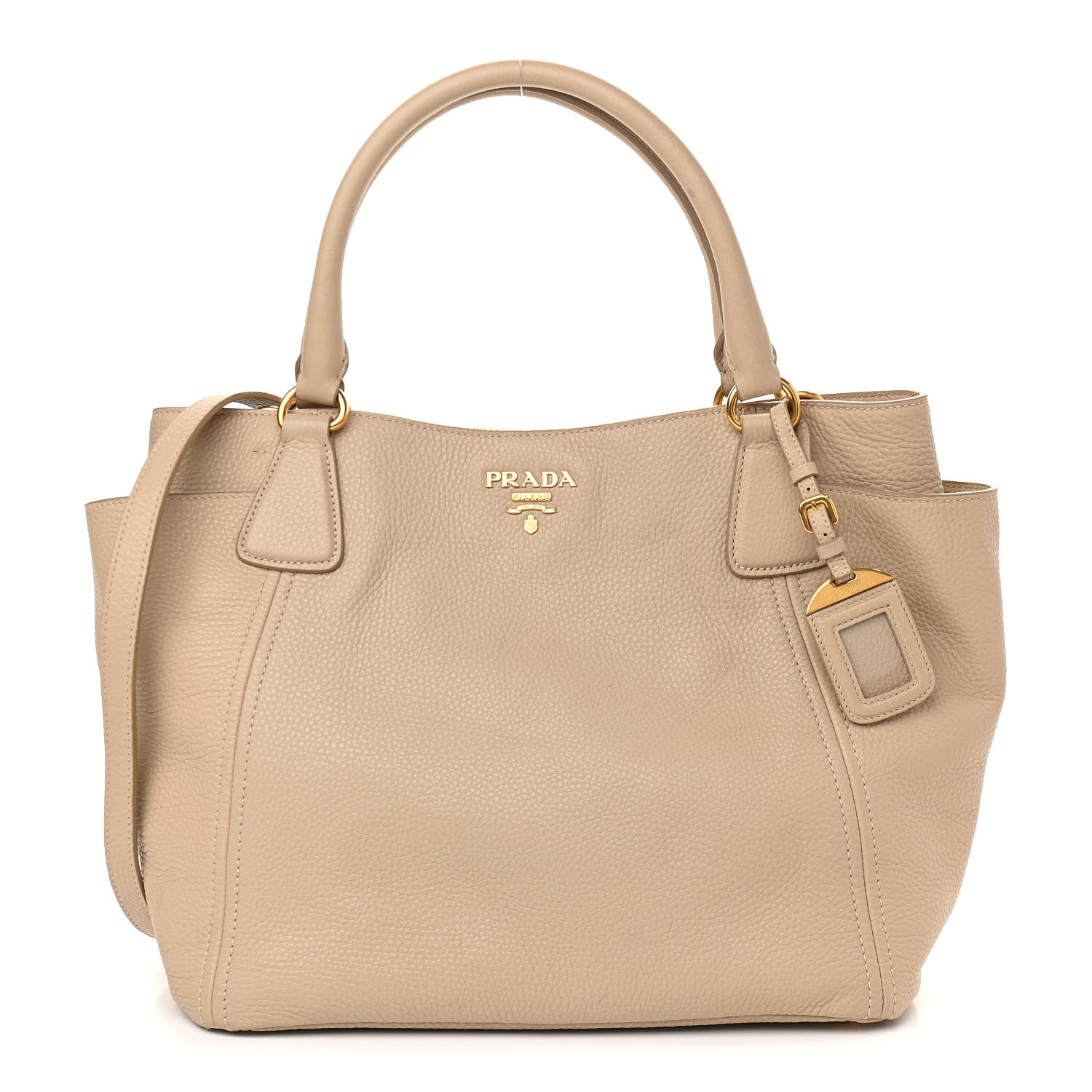 Prada Vitello Daino Side Pocket Hobo Sabbia 1 of 9