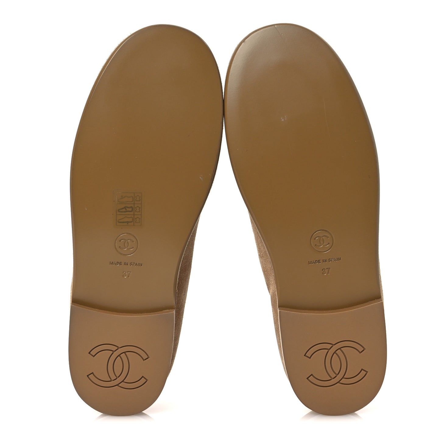 Suede Calfskin CC Loafers 37 Dark Beige