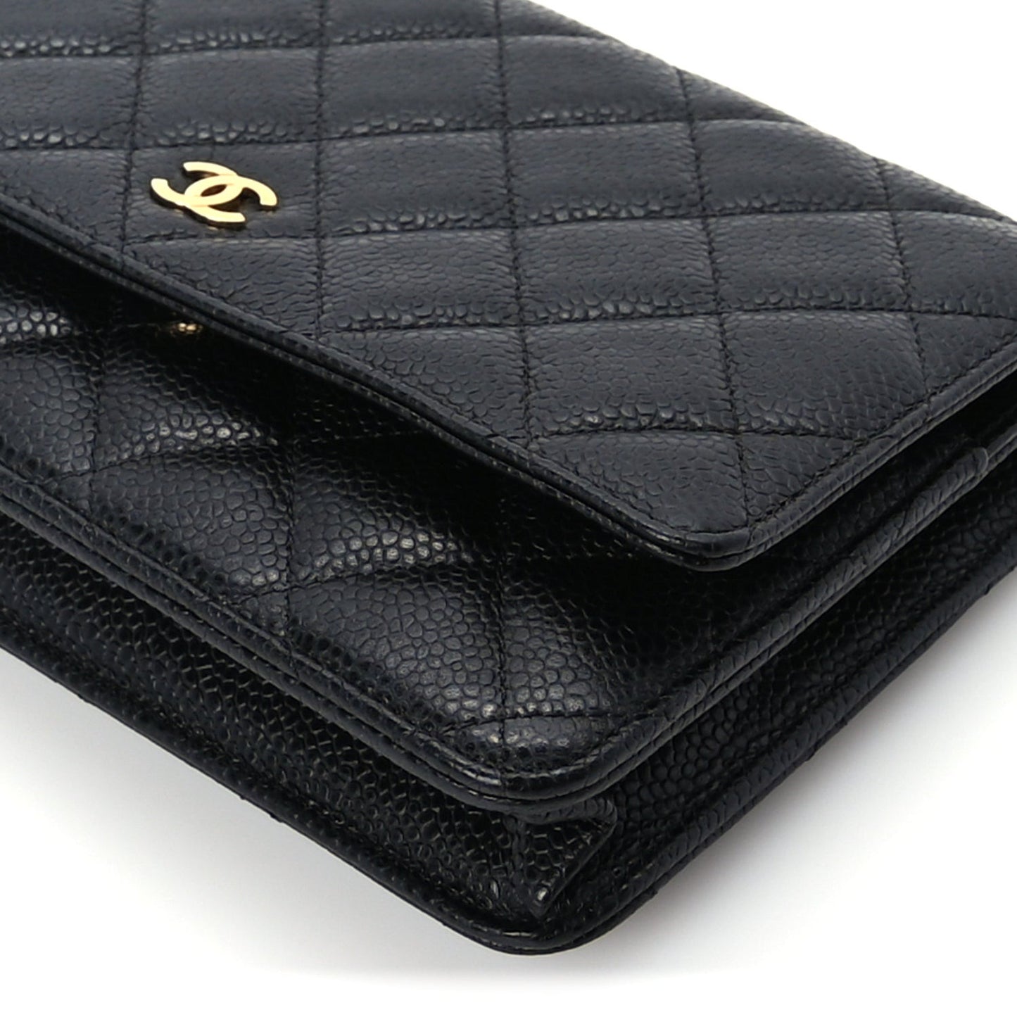 Caviar Quilted Wallet On Chain WOC Black