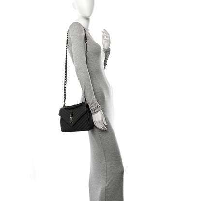 Saint Laurent Sheepskin Matelasse Chevron Monogram Medium College Bag 2 of 12