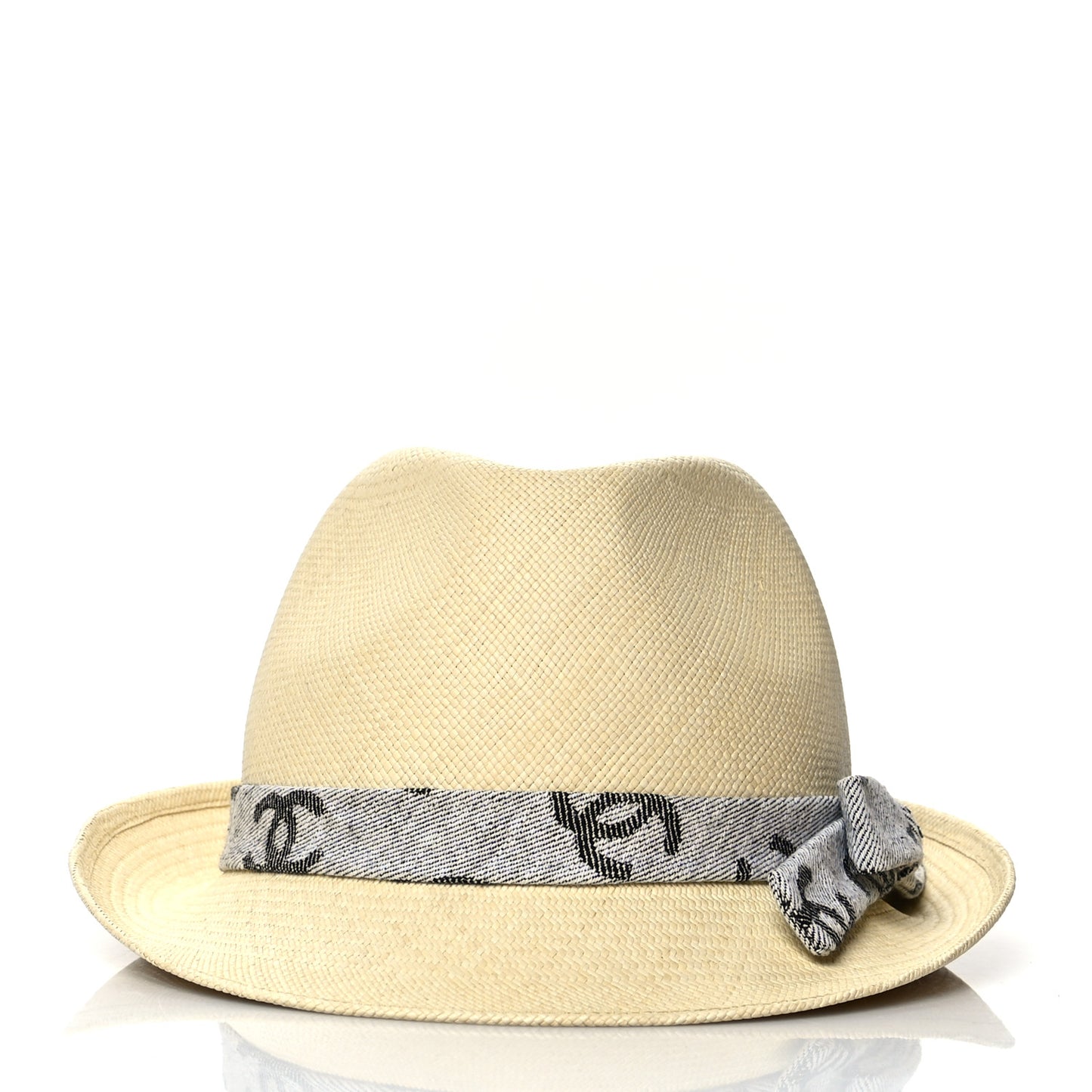 Straw CC Fedora Hat M Beige