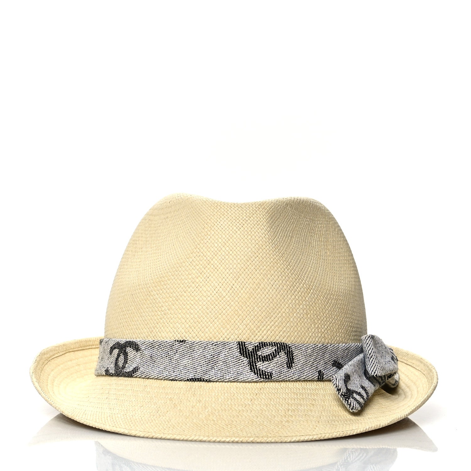 Chanel Straw CC Fedora Hat M Beige 2 of 7