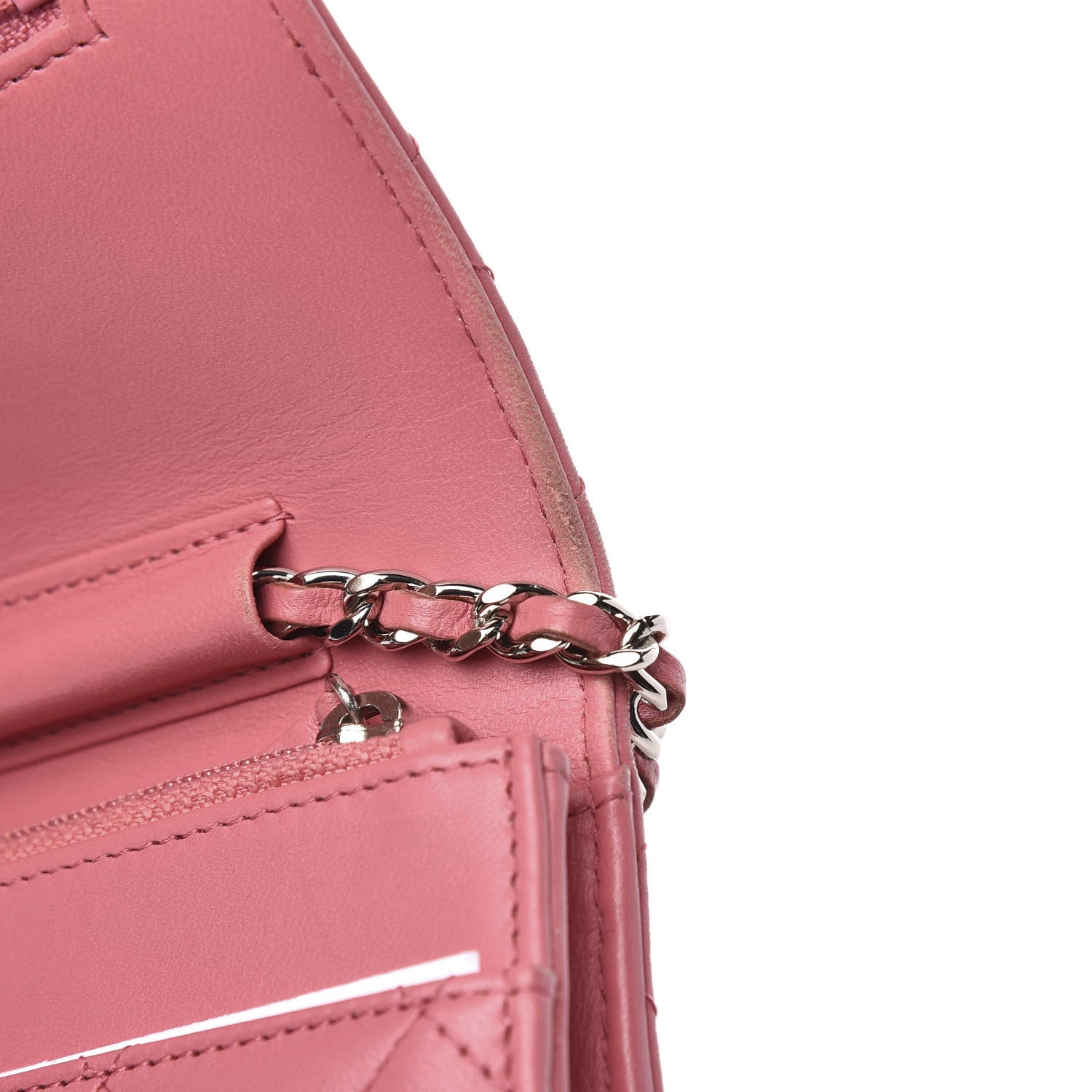 Chanel Lambskin Quilted Wallet On Chain WOC Pink 11 of 15