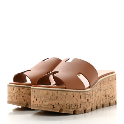 Hermes Calfskin Cork Eze 30 Sandals 36 Marron Glaise 3 of 9