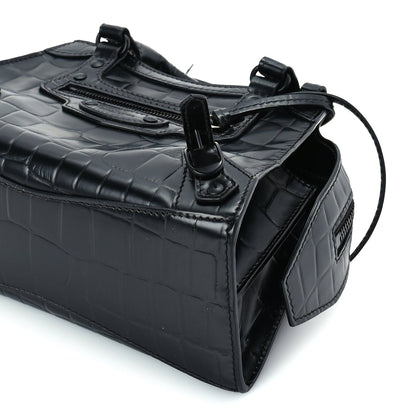 Balenciaga Semi Shiny Calfskin Crocodile Embossed Neo Classic Black Hardware Mini City Black 8 of 8