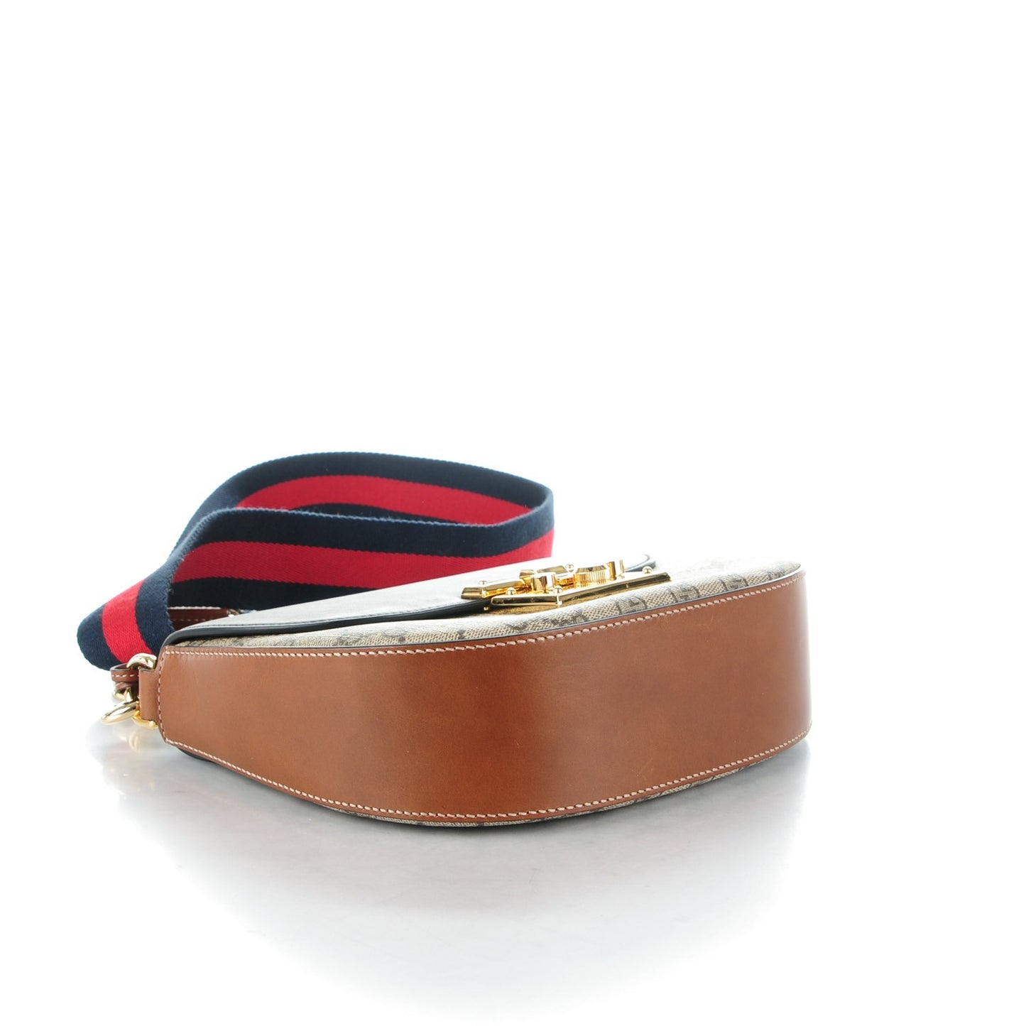 GG Supreme Monogram Web Medium Padlock Messenger Shoulder Bag Black