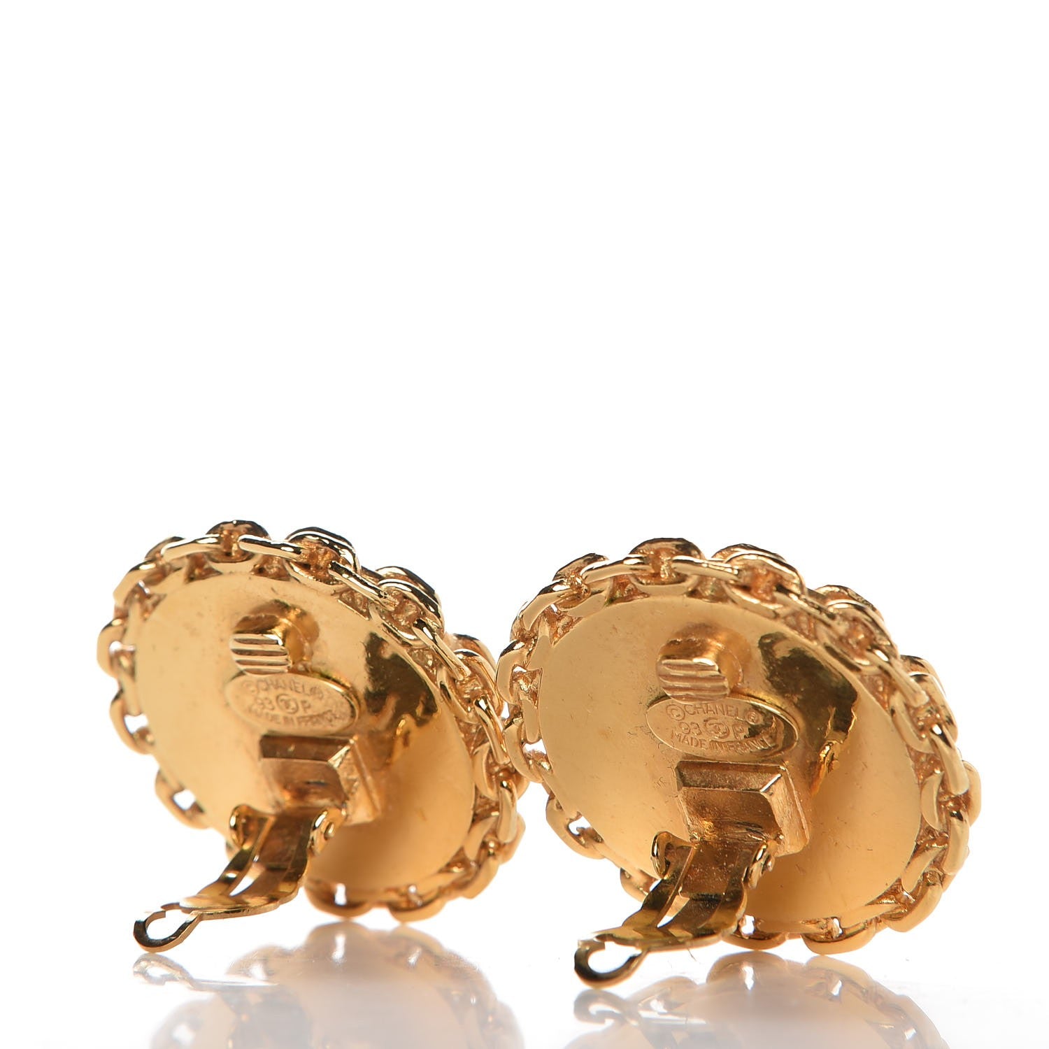 Chanel CC Clip On Earrings Black Gold 3 of 5