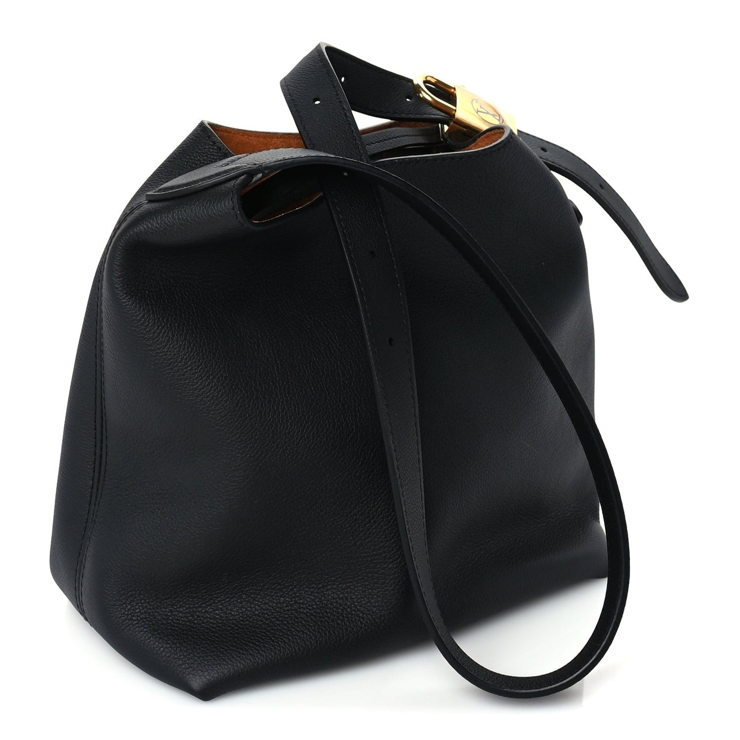 Grained Calfskin Low Key Hobo PM Black