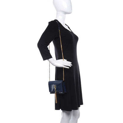 Saint Laurent Glitter Small Monogram Kate Tassel Satchel Cobalt 2 of 9