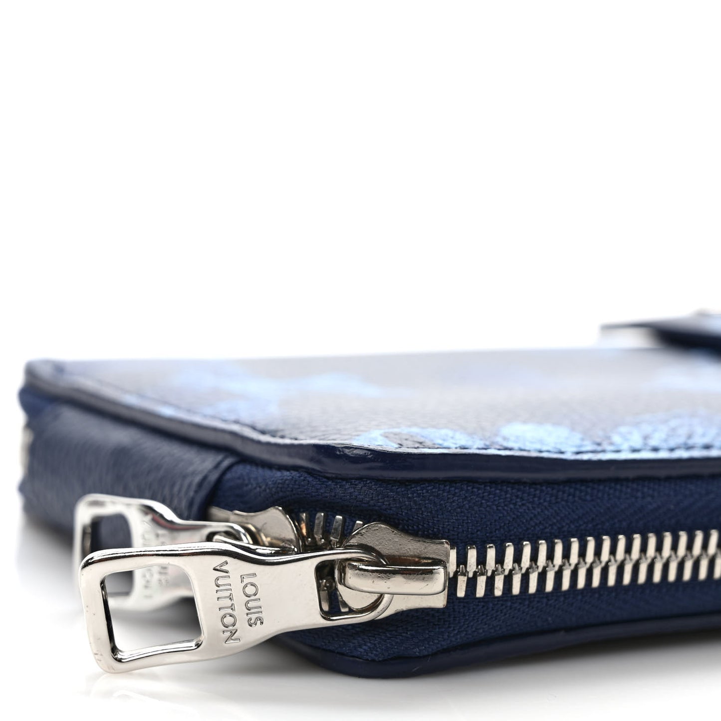 Monogram Ink Watercolor Phone Pouch Blue