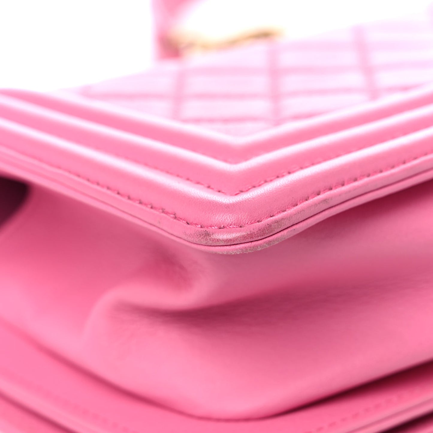 Calfskin Quilted Small Boy Flap Pink