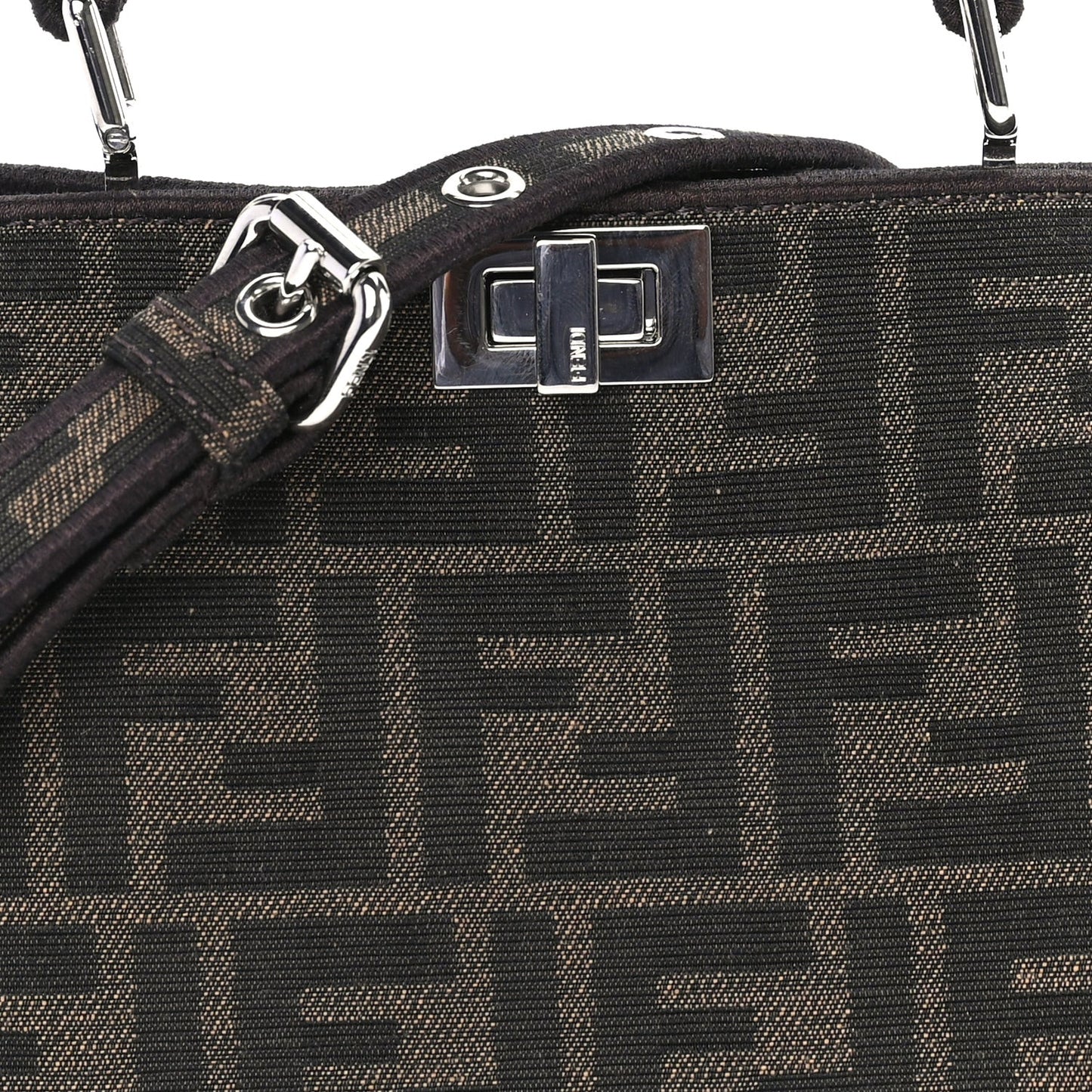 Fabric Jacquard FF 1974 Crystal Petite Peekaboo I SEE U Satchel Tabacco Moro