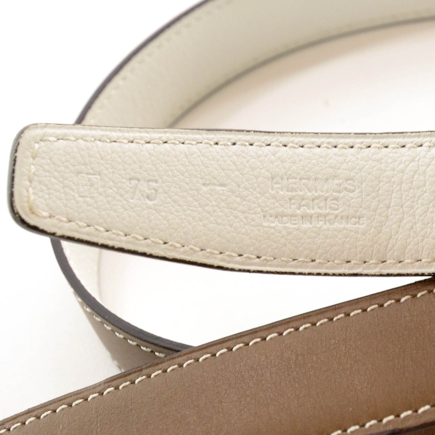 Swift Thin Reversible Belt Strap Etoupe Blanc 75