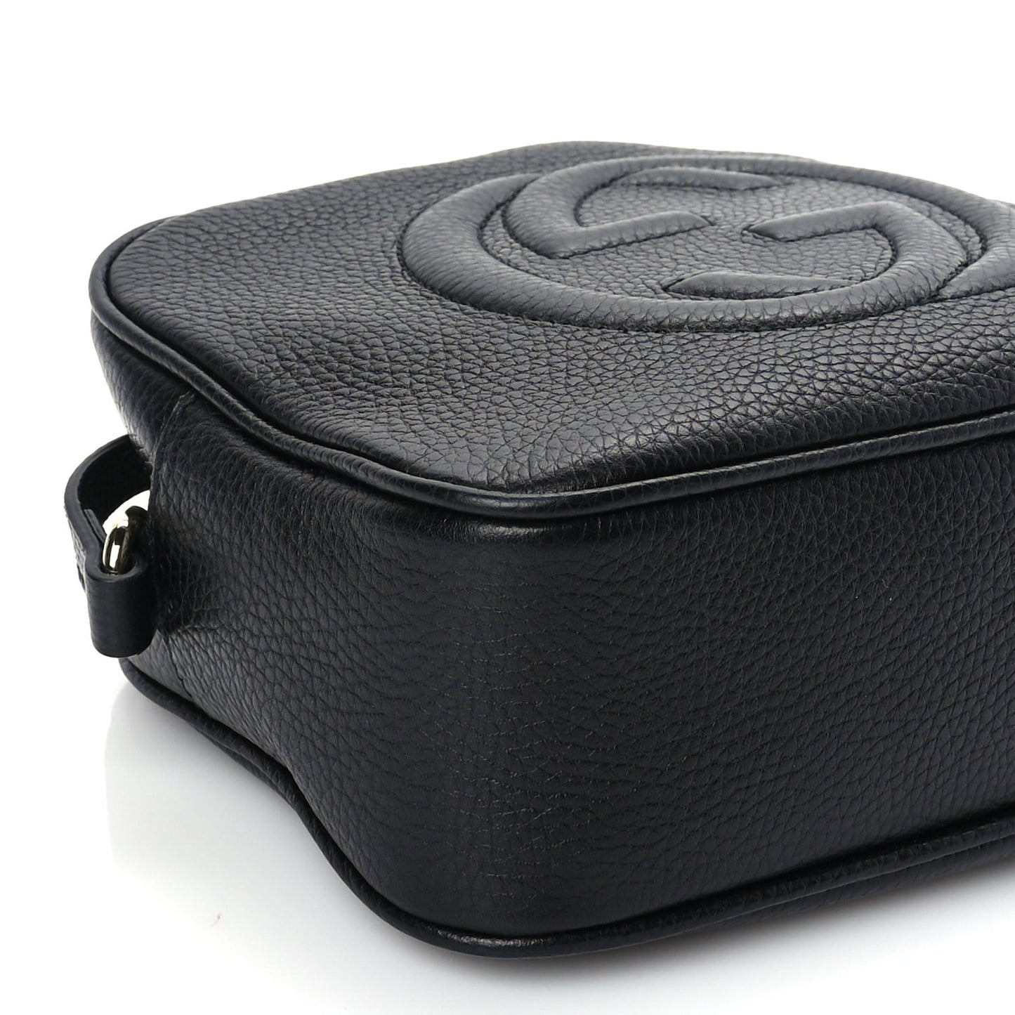 Pebbled Calfskin Small Soho Disco Bag Black