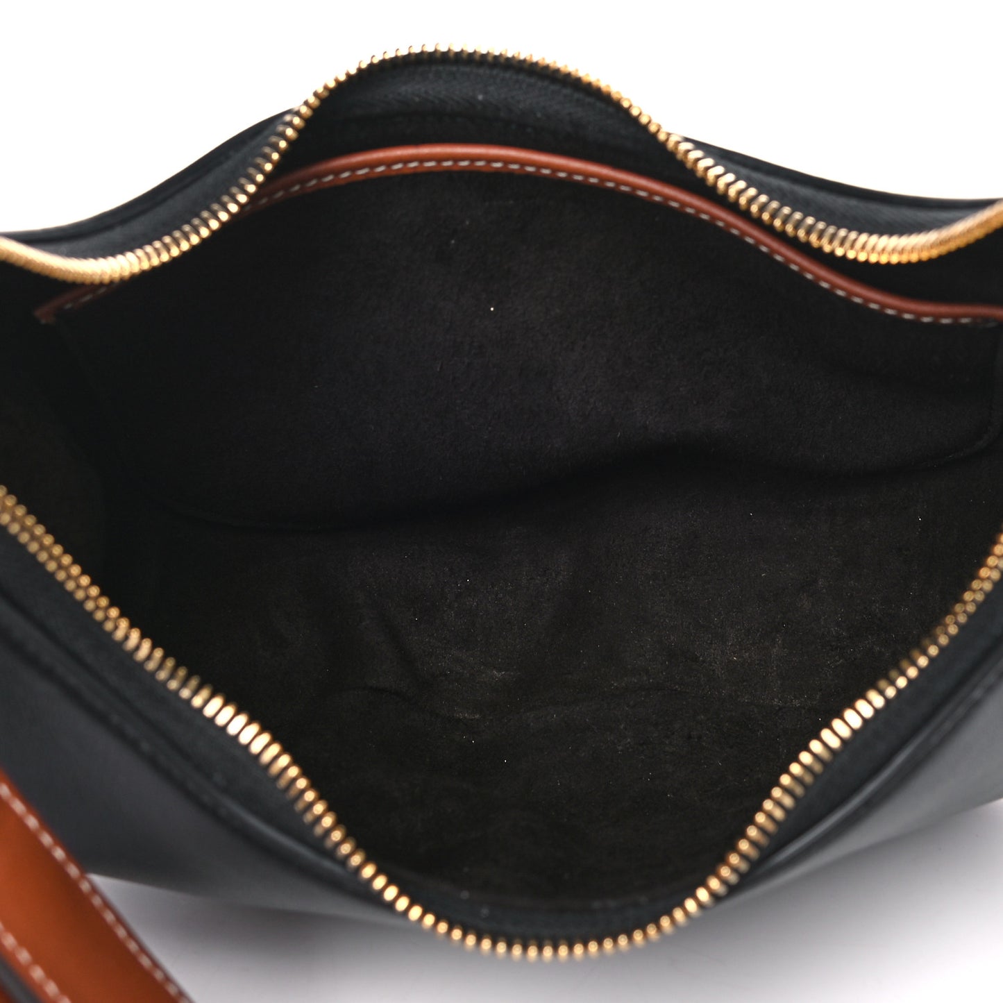 Smooth Calfskin Medium Strap Ava Shoulder Bag Black Tan