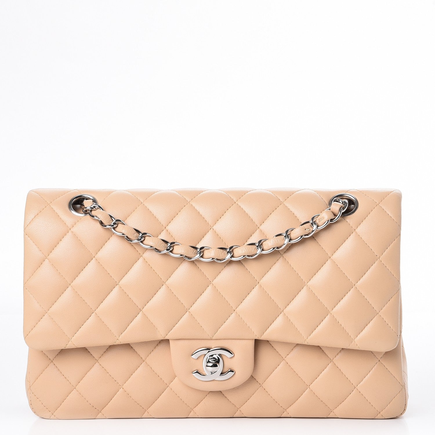 Chanel Lambskin Quilted Medium Double Flap Beige 1 of 8