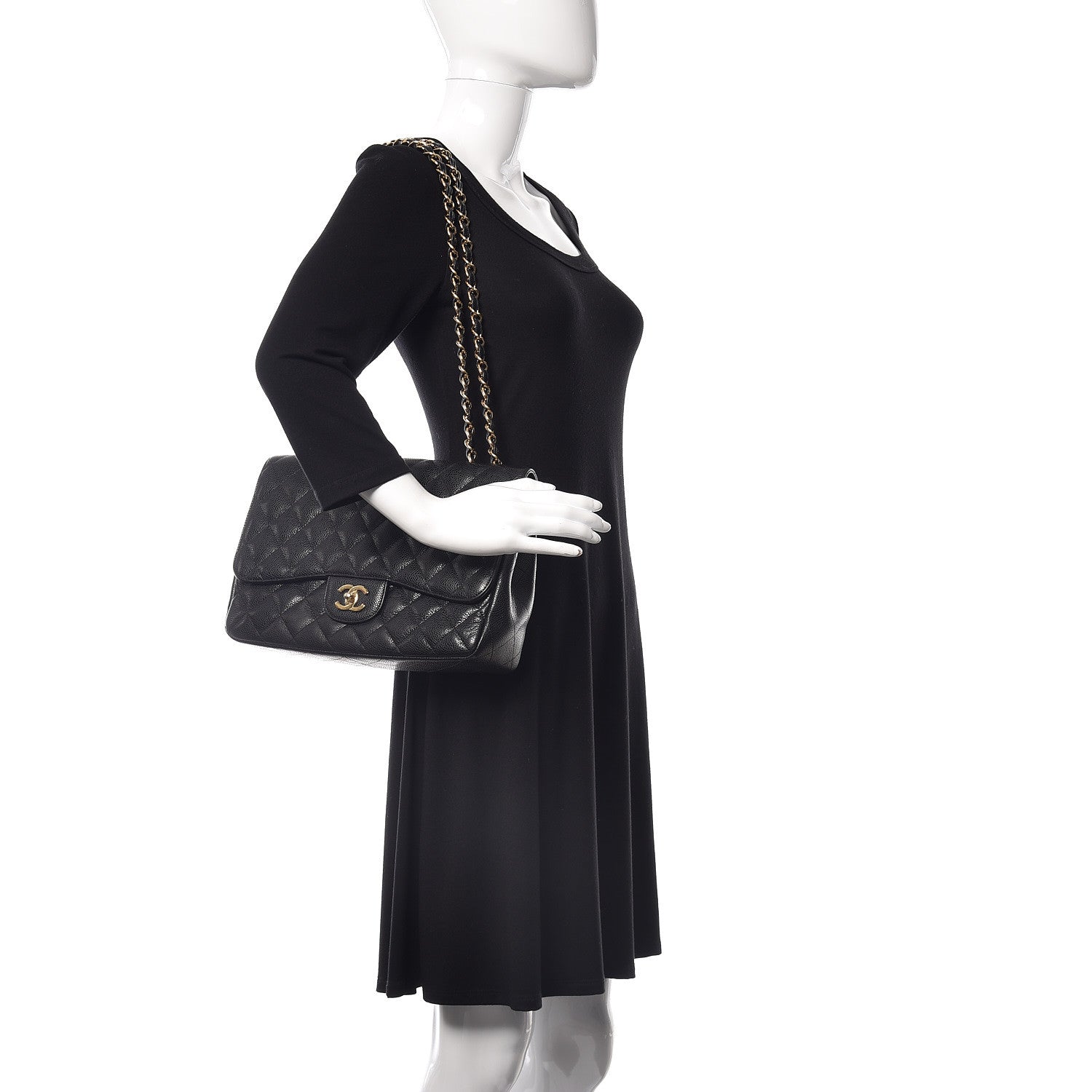 Chanel Caviar Quilted Jumbo Single Flap Black 2 of 9