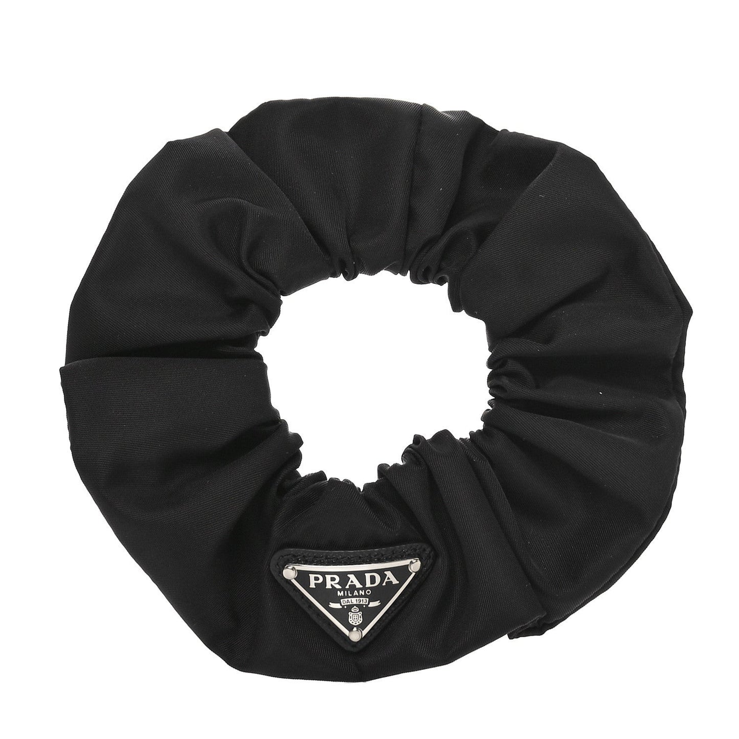 Re-Nylon Metal Logo Scrunchie Black